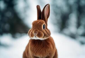 rabbit looking frontwise bunny Red viewer portrait white background Easter Isolated Ear Cute Pet Rodent Animal Brown Grass Hear Eat Cut Furry Feed Fine photo