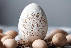 white background egg hen's carving Easter Traditional Pattern Design Art Illustration Spring Gift Floral Happy Card Color Celebration Red Holiday Pink Colorful Set photo