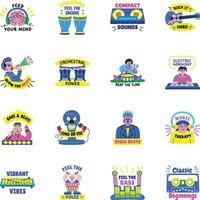Bundle of Music Instruments Flat Style Stickers vector