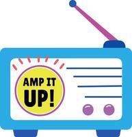 A flat style sticker of sound amplifier with amp it up typography vector