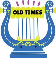 A flat style sticker of lyre with old times typography vector