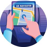 A flat style illustration of an ar navigation device vector