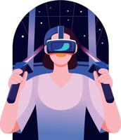 Vr gamer character illustration in flat style vector