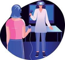 A flat style illustration of a character doing vr exposure therapy vector