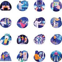 Set of Flat Style Augmented Reality Illustrations vector