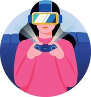 A flat style illustration of a character doing gaming experience vector