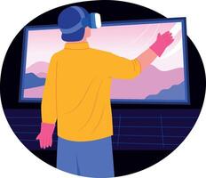 A flat style illustration of ar engineer painting on canvas vector