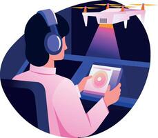 A flat style character illustration of drone operator vector