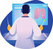 A flat style illustration of a doctor using vr technology vector