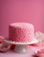 sugar cake dding paste pink spotted olated dessert background white photo