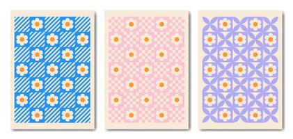Flower pattern poster set background. vector