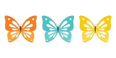 Set of colorful butterflies isolated on white background.Collection of beautiful insects.Spring season. vector