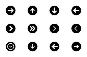 Set of Arrow icon round box black and white background vector