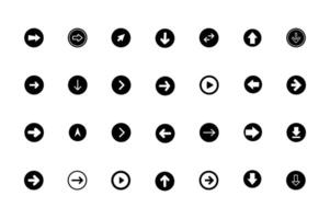 Set of Arrow icon round box with black and white background vector