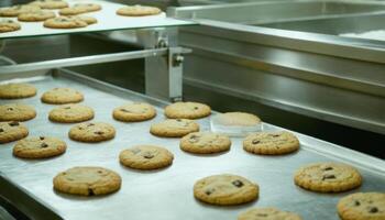 for industry industry text cookie food producing product bakery food cookies manufacture factory line copyspace with photo