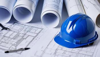 construction lmet construction plan safety engineering engineer estate equipment blue architectural building architecture architect print arch and photo