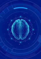Techno style vertical illustration Human brain Artificial intelligence abstract background vector