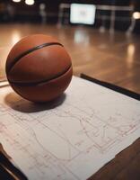 tactic plan basketball strategy strategic game ball white copy space drawing olated concept sport competition compete play teaches instruction photo