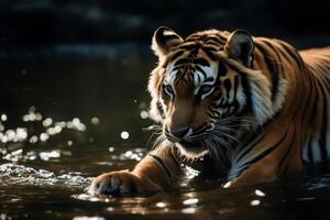 springen Tiger pursuit sunny liberty look extinction free red hunter combat play predator flower danger paw felino striped animal game snatch cat mask photo