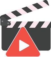 Film clapperboard with a play button in a minimal design style, perfect for digital media representation, art vector
