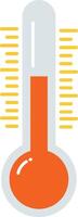 Red thermometer displaying high temperature in a minimal design style with clear markings and a light background, ideal for medical or weather illustration vector