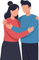 Two people embracing each other in a warm and loving moment, showcasing a flat design style in art vector