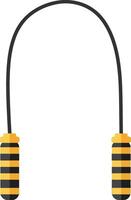 Jump rope with striped handles and black cord in flat design, showcasing simplicity and energy in illustration vector