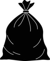 Black silhouette of a tied garbage bag in minimal flat design style for art vector