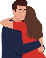 Embracing couple in a warm, heartfelt moment showcasing love and connection in a minimal flat illustration vector