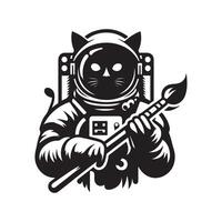Astronaut Cat Silhouette for Creative Projects vector