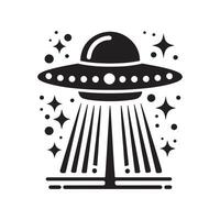Unique UFO Silhouette in Black vector