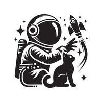 Black of Astronaut Cat Exploring the Universe vector