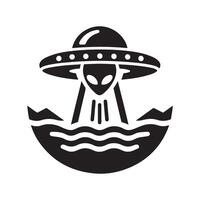 Alien Fairies UFO Black Silhouette for Web vector