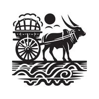 Bullock Cart Cat Illustration for Digital Media vector