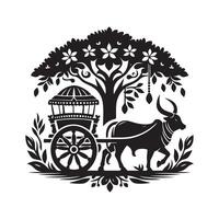 Black Bullock Cart Cat for Art Enthusiasts vector