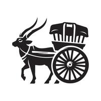 Bullock Cart Cat Silhouette for Web and Print vector