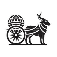 Minimalist Bullock Cart Cat Illustration vector