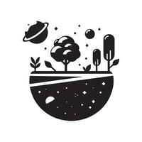 Elegant Black Silhouette of a Floating Garden vector
