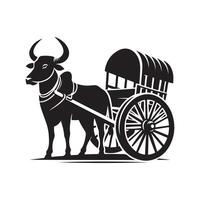 Unique Bullock Cart Cat for DIY Projects vector