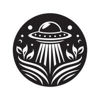 Alien Fairies UFO Silhouette Black Image vector