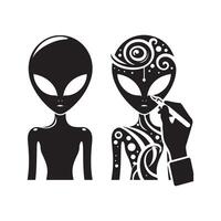 Unique Alien Black Silhouette Graphic vector