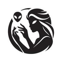 Futuristic Black Alien Silhouette for Digital Art vector