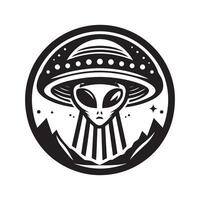 Black Art of UFO Alien Fairies Silhouette vector