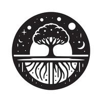 Unique Black Silhouette of a Floating Garden vector