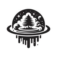 Space Garden Black Vectors Silhouette for Prints