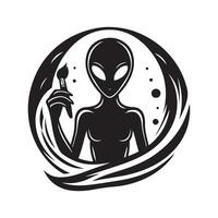 Professional Alien Black Silhouette Design vector