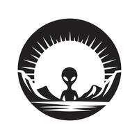 High Resolution Alien Sunset Black Art vector