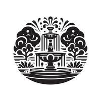 Abstract Artificial Fountain Black Silhouette vector