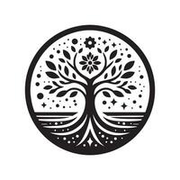 High Resolution Tree of Life Black Image vector