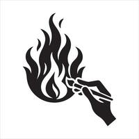 Black Fire Flame Icon for UI Design vector